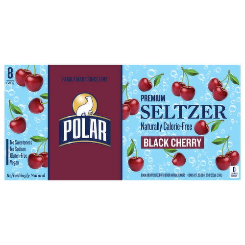 Polar Naturally Calorie-Free Premium Black Cherry Seltzer - 8 Each