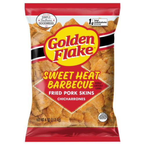 Golden Flake Chicharrones, Fried Pork Skins, Sweet Heat Barbecue