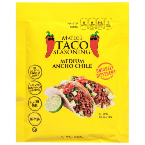 Mateo's Taco Seasoning, Ancho Chile, Medium