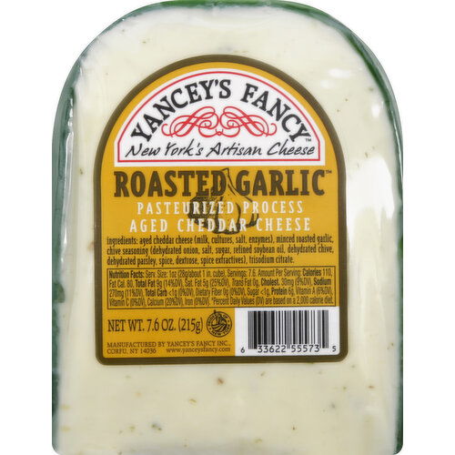 Yancey's Fancy Cheese, Pasteurized Process, Aged Cheddar, Roasted Garlic