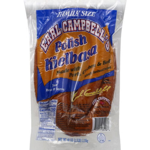 Earl Campbell's Kielbasa, Polish, Family Size