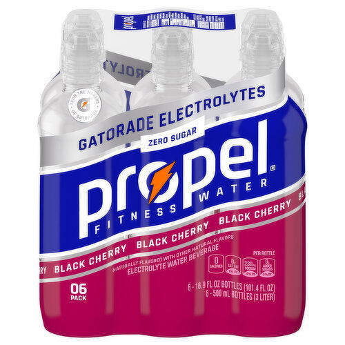 Propel Electrolyte Water Beverage, Black Cherry, 06 Pack