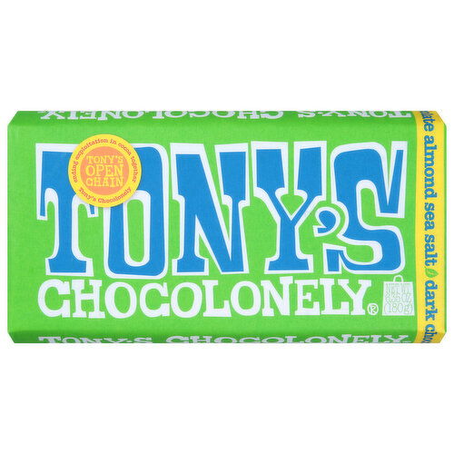 Tony's Chocolonely Dark Chocolate, Almond Sea Salt - 6.35 Ounce