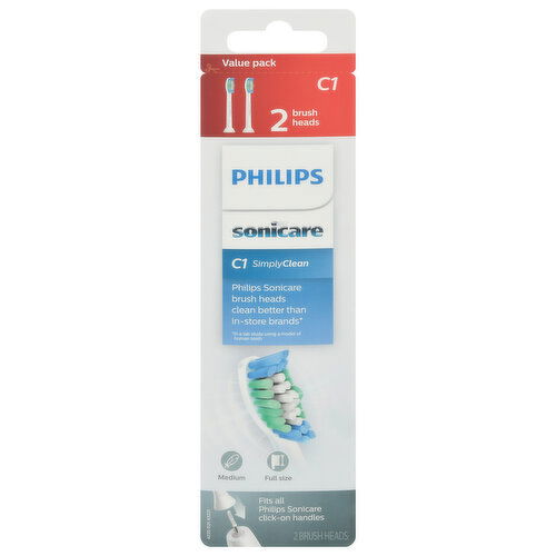 Philips Brush Heads, C1, SimplyClean, Medium, Value Pack