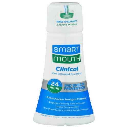 Smart Mouth Oral Rinse, Zinc Activated, Clinical, Clean Mint