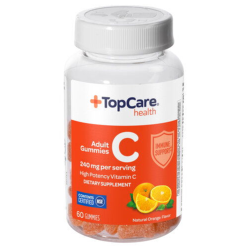 TopCare Vitamin C, High Potency, 240 mg, Adult Gummies, Natural Orange Flavor