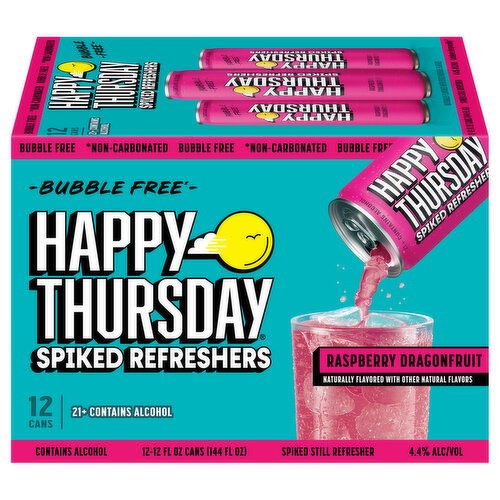 Happy Thursday Spiked Refreshers, Raspberry Dragonfruit - 12 Each