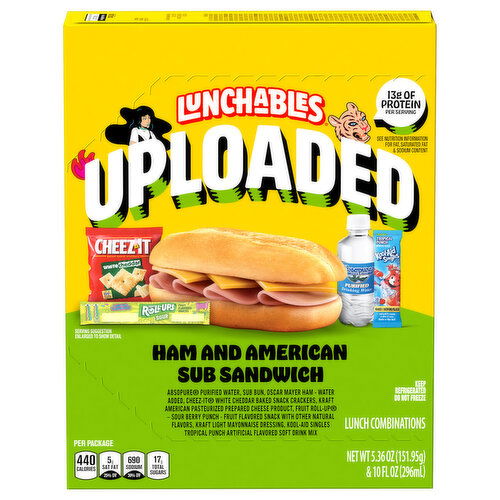 Lunchables Lunch Combinations, Ham and American Sub Sandwich