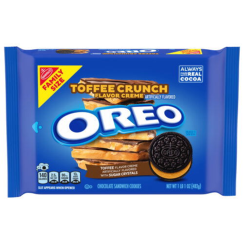 OREO Toffee Crunch Creme with Sugar Crystals Chocolate Sandwich Cookies, Family Size