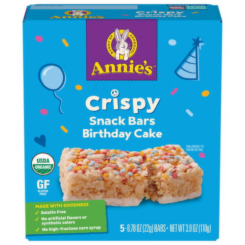 Annie's Snack Bars, Birthday Cake, Crispy