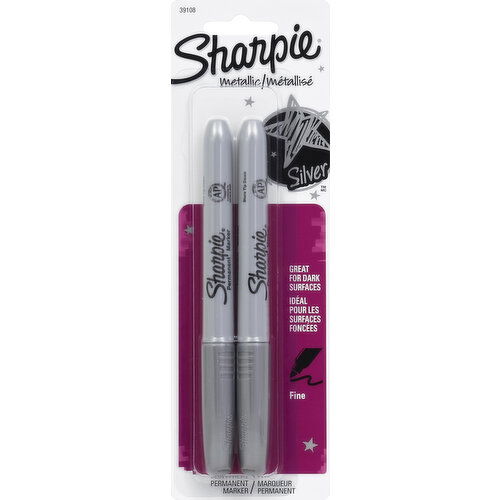 Sharpie Permanent Markers,  Metallic, Fine, Silver