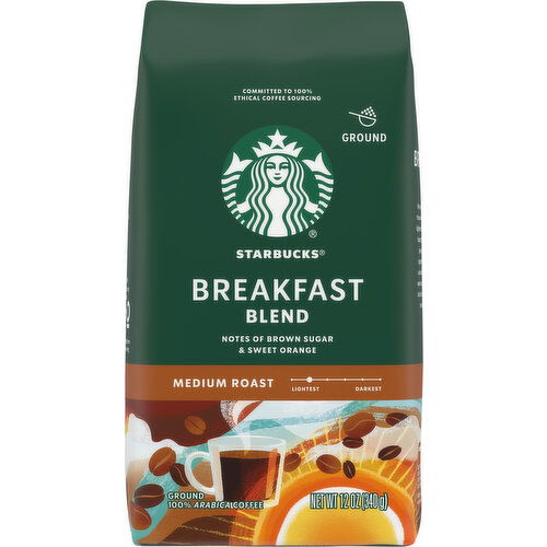 Starbucks Coffee, 100% Arabica, Ground, Medium Roast, Breakfast Blend