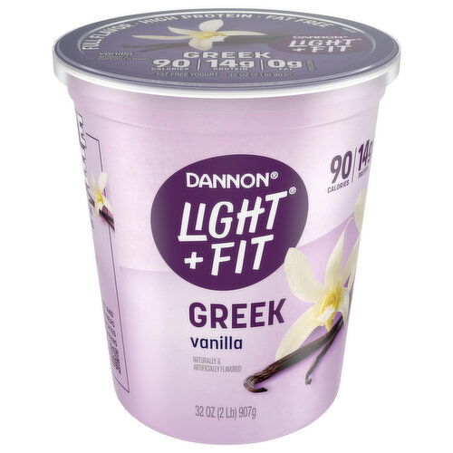 Dannon Yogurt, Fat Free, Greek, Vanilla