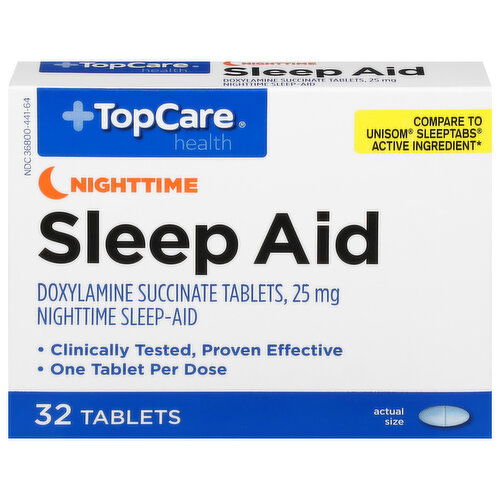 TopCare Sleep Aid, Nighttime, 25 mg, Tablets