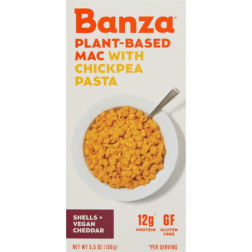 Banza Plant-Based Mac with Chickpea Pasta, Shells + Vegan Cheddar