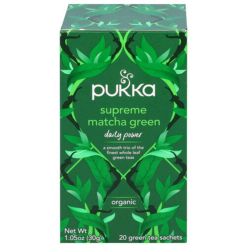 Pukka Green Tea, Organic, Daily Power, Supreme Matcha Green, Sachets