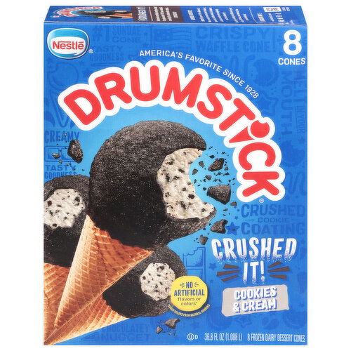 Drumstick Frozen Dairy Dessert Cones, Cookies & Cream