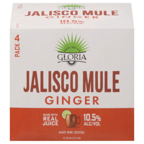 Rancho La Gloria Agave Wine Cocktail, Jalisco Mule, Ginger, 4 Pack - 4 Each