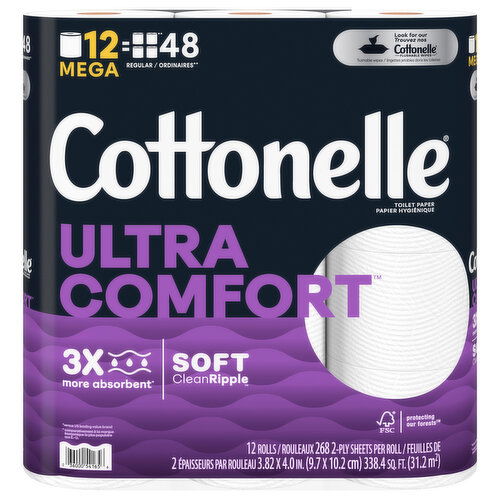 Cottonelle Toilet Paper, Mega Roll, 2-Ply