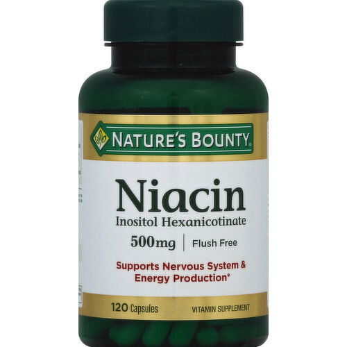 Nature's Bounty Niacin, Flush Free, 500 mg, Capsules