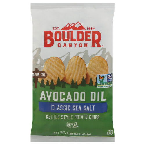 Boulder Canyon Potato Chips Classic Sea Salt, Avocado Oil, Kettle Style - 5.25 Ounce