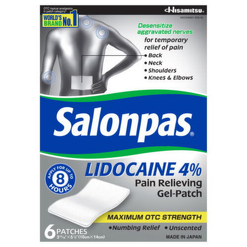 Salonpas Pain Relieving Gel-Patch, Lidocaine 4%