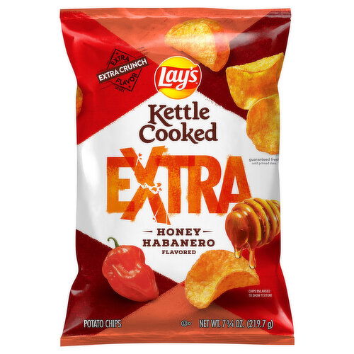 Lay's Potato Chips, Honey Habanero Flavored, Kettle Cooked