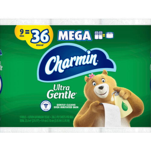 Charmin Lotion Bathroom Tissue, Mega Rolls, 2-Ply