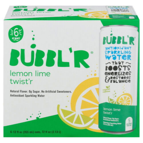 Bubbl'r Sparkling Water, Antioxidant, Lemon Lime Twist'r