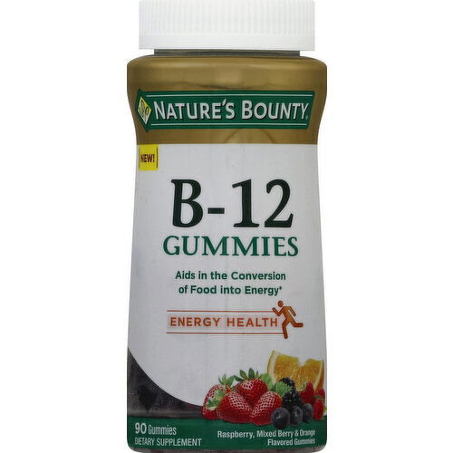 Nature's Bounty Vitamin B-12, Gummies, Raspberry, Mixed Berry & Orange Flavored