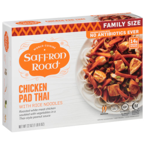 Saffron Road Chicken Pad Thai with Rice Noodles, Medium, Family Size