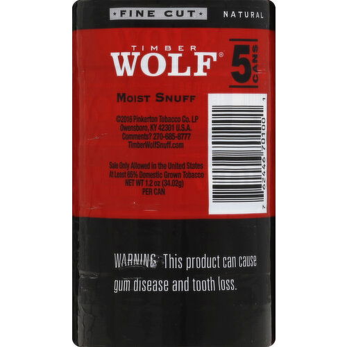 Timber Wolf Moist Snuff, Fine Cut, Natural