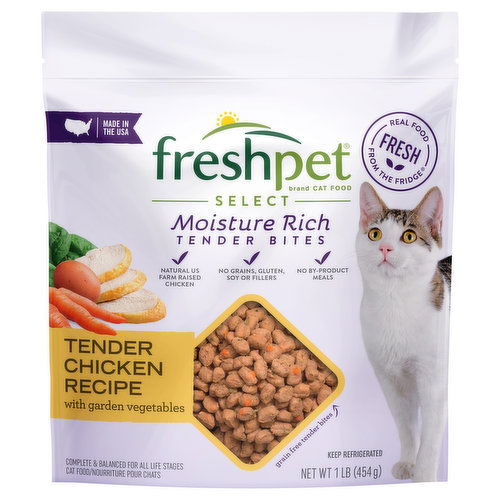 Freshpet Cat Food, Moisture Rich, Tender Bites, Tender Chicken Recipe