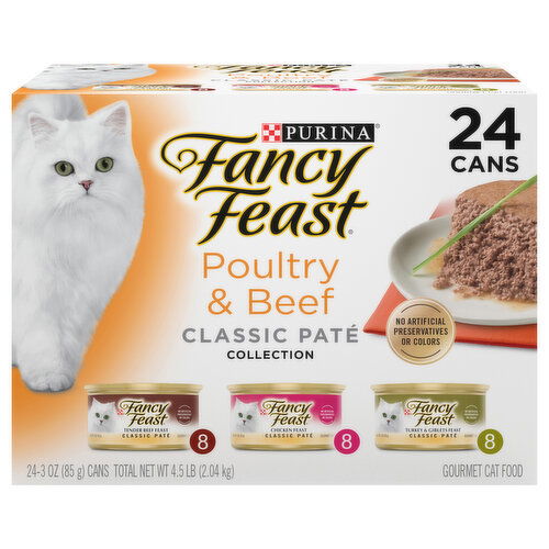 Fancy Feast Cat Food, Gourmet, Poultry & Beef, Classic Pate Collection