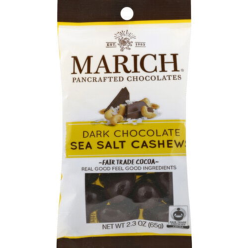 Marich Chocolate, Dark, Sea Salt Cashews - 2.3 Ounce