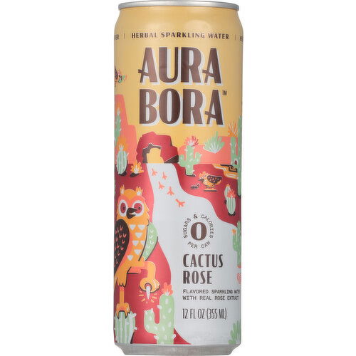 Aura Bora Sparkling Water, Herbal, Cactus Rose