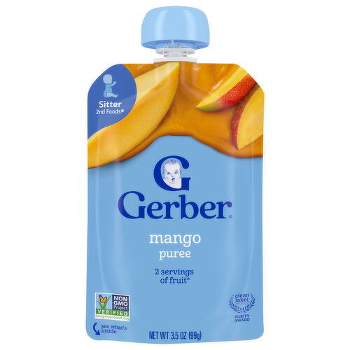 Gerber Puree, Sitter 2nd Foods, Mango - 3.5 Ounce