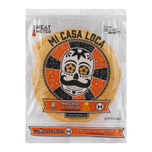 Mi Casa Loca Flour Tortillas, Nacho Jalapeno, Medium