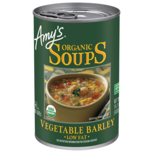 Amy's Organic Vegetable Barley Soup, Low Fat, Vegan, 14.1 oz.