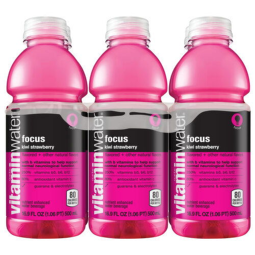 Vitaminwater Water Beverage, Kiwi Strawberry, Focus