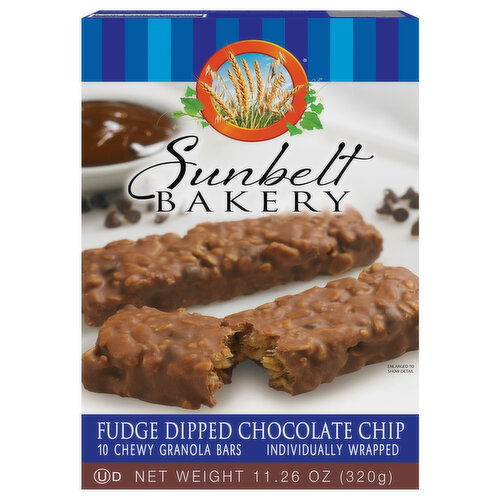 Sunbelt Bakery Granola Bar, Chewy, Chocolate Chip, Fudge Dipped