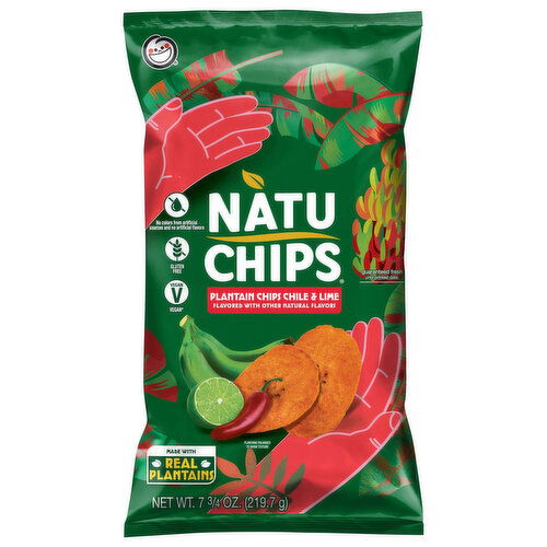 NatuChips Plantain Chips, Chile & Lime - 7.75 Ounce