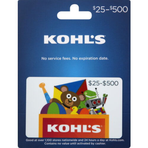 Kohl's Gift Card, $25-$500