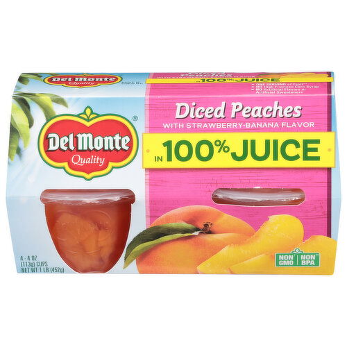 Del Monte Diced Peaches, Strawberry-Banana Flavor