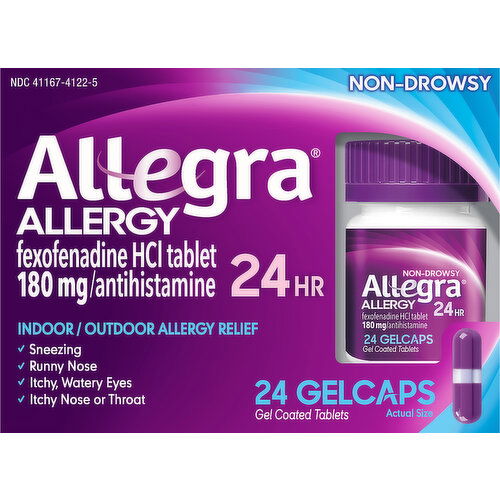 Allegra Allergy Relief, Indoor/Outdoor, Non-Drowsy, 24 Hr, Gelcaps