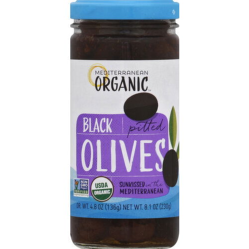 Mediterranean Organic Olives, Black, Pitted