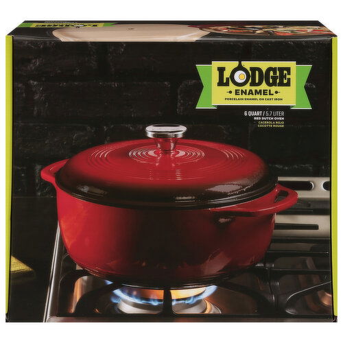 Lodge Dutch Oven, Red, 6 Quart