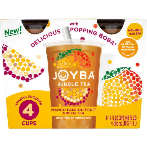 Joyba Bubble Tea, Mango Passion Fruit Green Tea