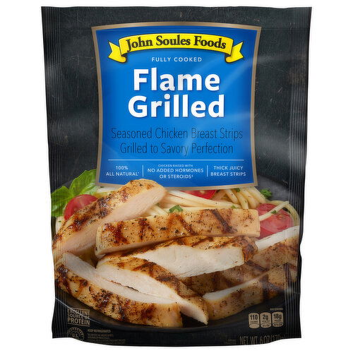 John Soules Foods Chicken Breast Strips, Flame Grilled, Seasoned