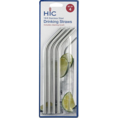 Harold Import Company Drinking Straws, 18/8 Stainless Steel